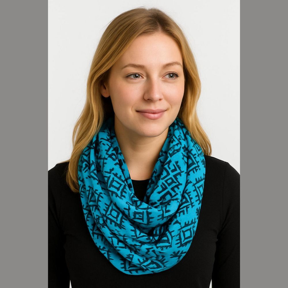 Arizona Jean Turquoise Geometric Infinity Scarf